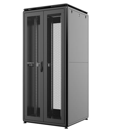 TECHLY Professional 365924 Schrank Server Rack 19 Zoll 800 x 1000 42U Schwarz Doppeltür Gitter Schläger Serie Evolution Belüftet Schwarz von Techly