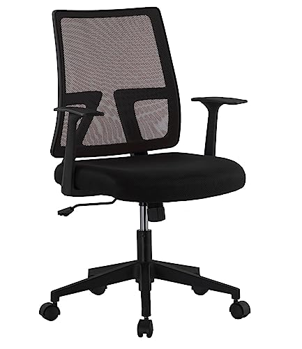 Techly 108149 Bürostuhl mit gepolsterter Sitzfläche und Rückenlehne aus Netzstoff Schwarz von Techly