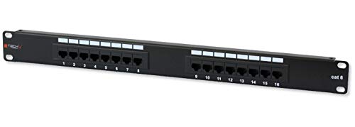 Techly 16 x RJ45 Cat.6 – Steckplätze (IEEE 802.3, IEEE 802.3ab, IEEE 802.3u, 10Base-T/100Base-TX/1000Base-T, Fast Ethernet, Gigabit Ethernet, 1000 Mbit/s, RJ45, Gold) von Techly