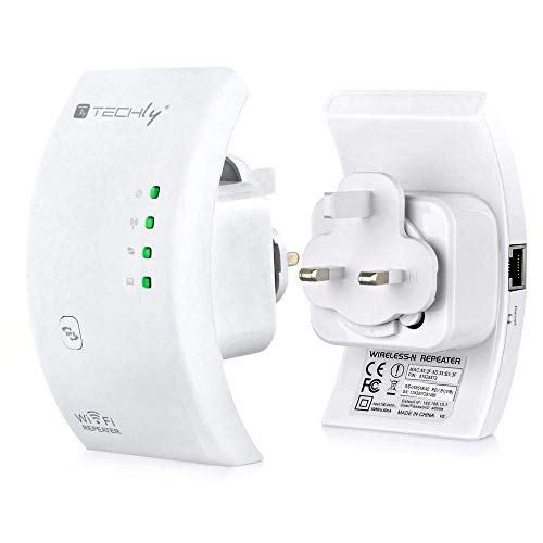 Techly 300N Wireless Repeater (Range Extender) with WPS, UK plug I-WL-REPEATER/UK - bridges & repeaters (UK plug I-WL-REPEATER/UK, AES, 64-bit WEP, TKIP, 128-bit WEP, WDS, WEP, 152-bit WEP, 0 - 40 °C, 10 - 90%, Repeater, -40 - 70 °C, 16-QAM, OFDM, CCK, CCK, von Techly