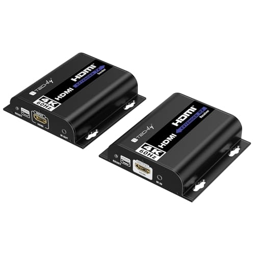 Techly 621161 HDMI-Extender 4K@60Hz mit IR auf Cat.6-Kabel bis zu 120m Schwarz von Techly