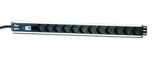 Techly I-Case strip-12sh 12 AC Outlet (S) Aluminium, Black Power Distribution Unit (PDU) – Power Distribution Units (PDUs) (Basic, Single-Phase, horizontal, Aluminium, Aluminium, Black, CE, ISO 9001: 2008, WEEE/WEEE) von Techly