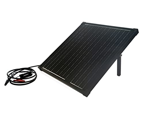 Technaxx 50W Solar Ladeset TX-214 - Monokristallines tragbares Solarpanel mit Laderegler inkl. LCD-Anzeige - Ideal für Garten, Camping, etc, lädt z.B. eine Auto- oder eine Wohnmobil-Batterie von technaxx