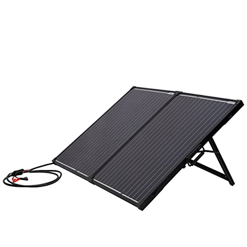 Technaxx Faltbarer 100W Solarkoffer TX-215 - Monokristallines tragbares Solarpanel mit Laderegler inkl. LCD-Anzeige - Ideal für Garten, Camping, etc, lädt z.B. eine Auto- oder eine Wohnmobil-Batterie von technaxx