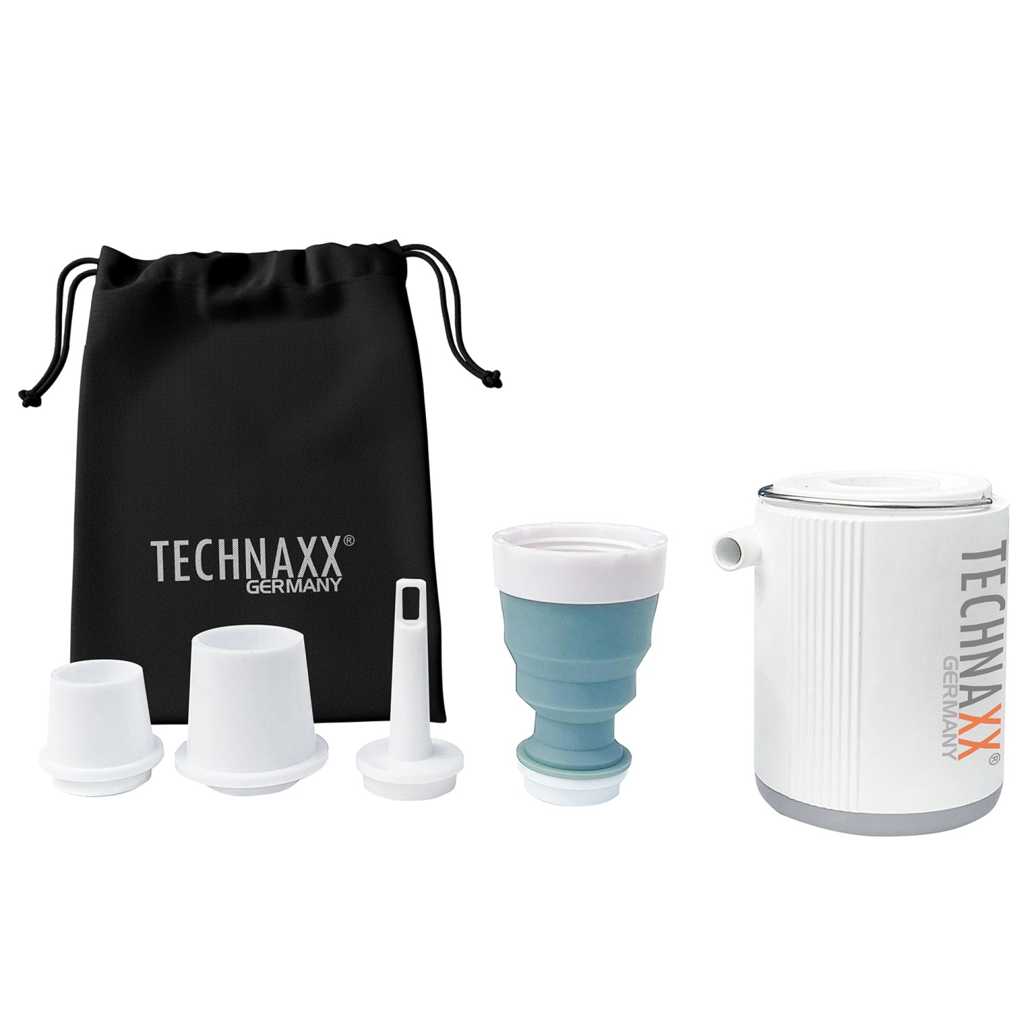 Technaxx Mini-Akku-Luftpumpe TX-261 mit LED-Licht-Funktion Weiß von Technaxx