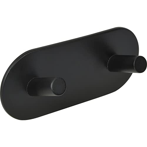Technik Team Kleiderhaken selbstklebend Desos Breite 120mm, Höhe 50mm - zweifach Klebehaken extra stark - Wandhaken, Stahl schwarz pulverbeschichtet von Technik Team