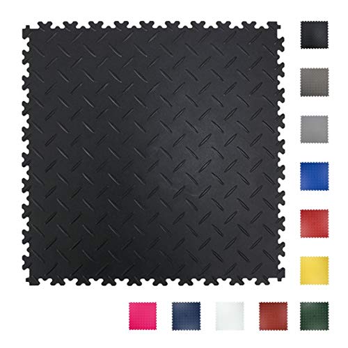 Klickfliese Riffelblech schwarz 500x500x4mm von Technikplaza