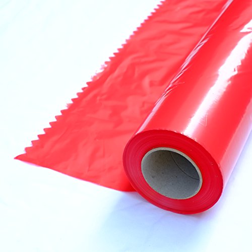 200 m² (100 m x 2 m) Abdeckfolie/Baufolie/Schutzfolie/Malerfolie aus LDPE, rot-opak, gleitfähig, unbedruckt, Stärke: ca. 35 my, gefaltet auf 1 m von Technischer Handel