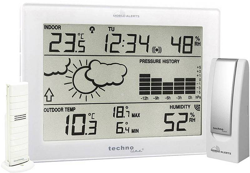 Techno Line Ma 10006 Mobile Funk Wetterstation Wetter Funk Digital Uhr Grün Grau B-Ware von Techno Line