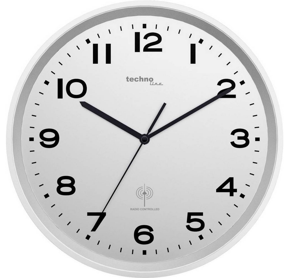Techno Line Wanduhr Funk-Wanduhr WT 8500 WT 8500-2 silber von Techno Line