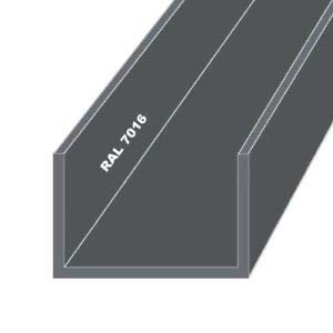 Aluminium U-Profil Pulverbeschichtet Anthrazit RAL 7016 (20x30x20x2 mm - 1500 mm) von TechnoCut