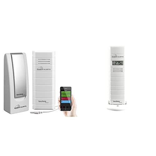 Alarmierung, Wassertemperatur, Aquarium-/Teichüberwachung, Weiß, 3.2 x 1.7 x 8.7 cm & Mobile Alerts Zusatzsensor MA 10200 - Thermo - Hygro-Sensor mit Datenübertragung auf das Smartphone, 9 x 7 x 18 cm von Technoline
