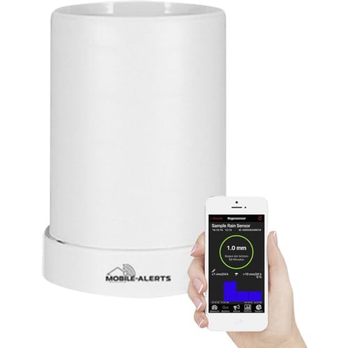 Mobile Alerts MA 10650 Regensensor,Pro Series, Zusatzsensor, Datenübertragung auf das Smartphone, Alarmierung via Push-Mitteilung, weiß, 13,3 x 13,3 x 18,5 cm von Technoline