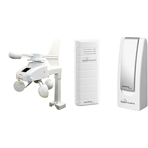 Mobile Alerts MA 10660 Windsensor, Zusatzsensor, Datenübertragung auf das Smartphone, weiß, 18,5 x 30 x 20,5 cm & Mobile Alerts MA 10001 Starter Set Hausüberwachungssystem,2-teilig von Technoline