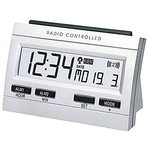 techno line Funkwecker WT 87 mit Innentemperaturanzeige und Memo-Alarmfunktion, Silber von Technoline