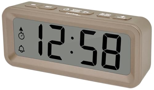 Technoline WT175 Mini-Wecker/Traveler-Wecker mit Temperatur und Luftfeuchte, Datum, Timer, Countdown Wochentagalarm, Wochenendalarm oder 7 Tage Alarm, magnetisches Gehäuse, Gehäuse in der Farbe Gold von Technoline