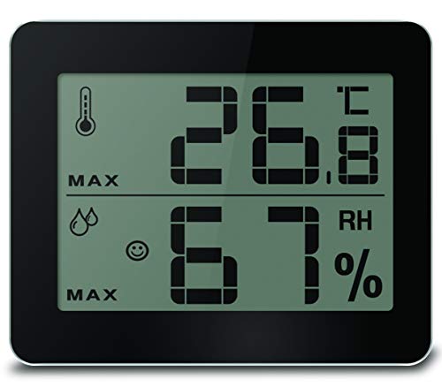 Technoine WS9450 Bürothermometer, Temperaturstation mit Wohlfühlindikator, Temperaturanzeige und Luftfeuchteanzeige, Überwachung der Temperatur und Luftfeuchte am Arbeitsplatz von Technoline