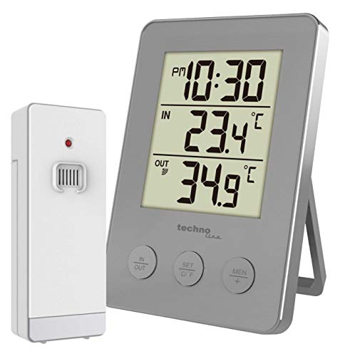 Technoline WS9175 - Bürothermometer, Thermometer, digitales Thermometer mit Innentemperatur, Außentemperatur, inklusive AußensenderTX205, 76 x 22 x 110 mm von Technoline