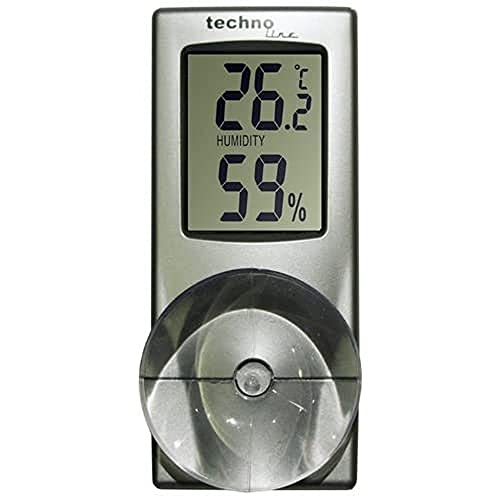 Technoline Fensterthermometer WS 7025 mit Temperatur- und Luftfeuchteanzeige, Grau von Technoline