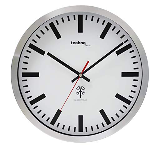 Technoline Funkwanduhr WT8610, Silber, 30 cm, WT-8610-METAAL von Technoline