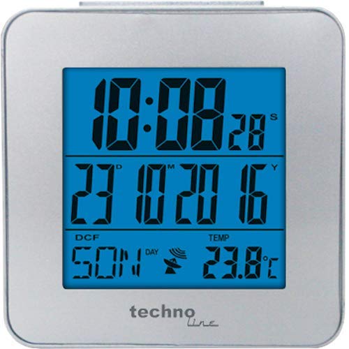 Technoline Funkwecker WT 268 Silber Datum Timer Temperatur Alarm Beleuchtet von Technoline