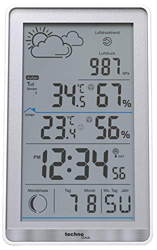 Technoline Funkwetterstation WS9218 inklusive Außensender TX106-TH, Innentemperatur, Außentemperatur, Luftfeuchte, Luftdruck, Vorhersage von Technoline