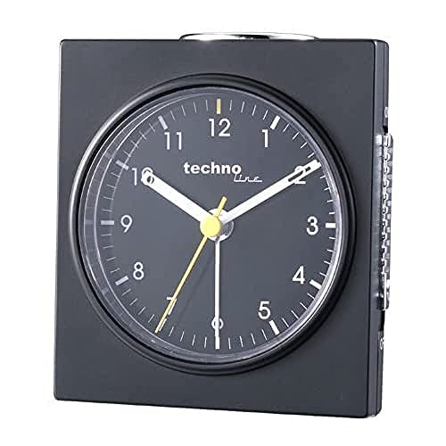 Technoline Quarzwecker Modell Q, Weckalarm mit Schlummerfunktion, schwarz, schleichender Sekundenzeiger, analog von Technoline