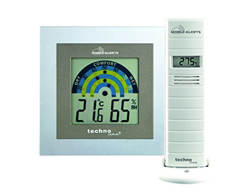 Technoline MA 10260 Zusatzsensoren -Set mit Raumklimastation für das Mobile Alerts System mit tranparenten Rahmen, 10 x 2 x 10 cm, weiß/grau, weiß,grau mit tranparenten Rahmen, 10x2x10 cm von Technoline