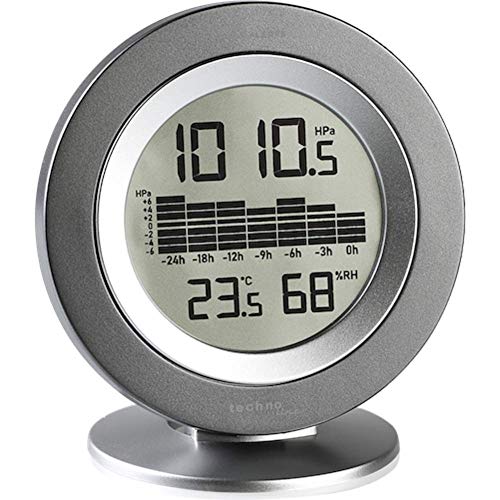 Technoline Mobile Alerts Luftdruckmesser/Barometer MA10238 mit Innentemperatur, Silber-Anthrazit von Technoline