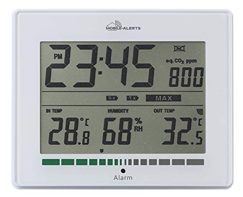 technoline MA10402 Luftgütemonitor, misst die Luftqualität, Alarm via LED bei schlechtem ppm-Wert = Lüftungsempfehlung, Temperaturanzeige, Luftfeuchteanzeige, Mobile Alerts - Anbindung von Technoline