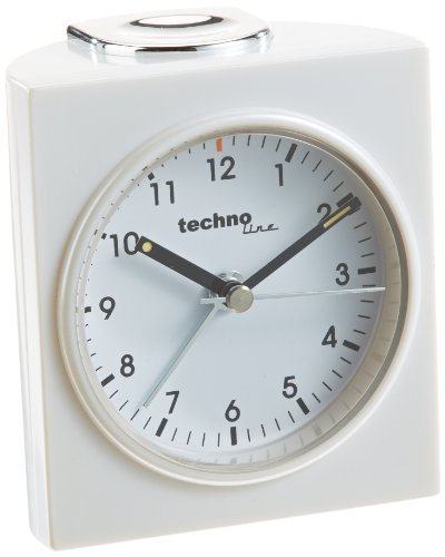 Technoline Quarzwecker Modell Q, Weckalarm mit Schlummerfunktion, weiß, schleichender Sekundenzeiger, analog von Technoline