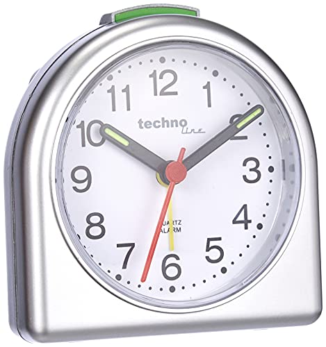 Technoline Quarzwecker Model SD, Silber, analog, nachtleuchtende Zeiger von Technoline