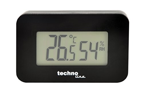 Technoline Thermometer WS 7009 - Auto-Thermometer mit Hintergrundbeleuchtung für den Innenraum, schwarz, Temperaturanzeige, Luftfeuchteanzeige, 52 x 14 x 32 mm von Technoline