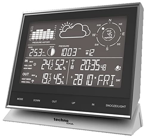 Technoline WS 1700 moderne Wetterstation mit allen relevanten Daten zur aktuellen Wetterlage, mit nützlichen Zusatzfunktionen, schwarz/silber, 153 x 53 x 138 mm Technoline WS 1700 moderne Wetterstation mit allen relevanten Daten zur aktuellen Wetterlage, mit nützlichen Zusatzfunktionen, schwarz/silber, 153 x 53 x 138 mm von Technoline