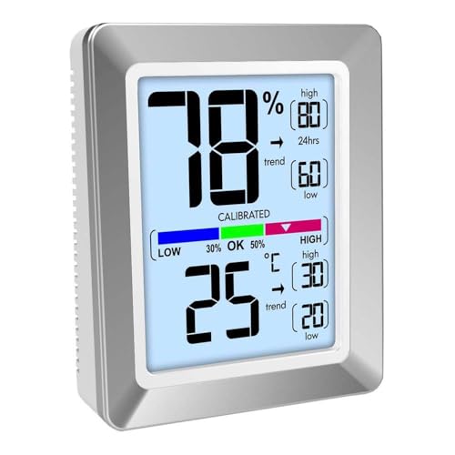 Technoline WS9460 moderne Front, farbige Anzeige, Touchsensor für Beleuchtung, silber, 73 x 89 x 27 mm von Technoline