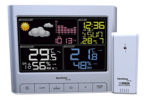 Technoline WS6449 Wetterstation, moderne Optik, silberfarben von Technoline