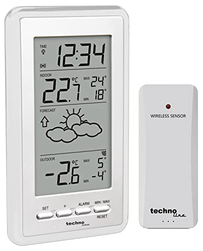 Technoline WS9130weiß Wetterstation mit Vorhersage der Wetterlage, sowie Innen- und Außentemperatur, weiß von Technoline