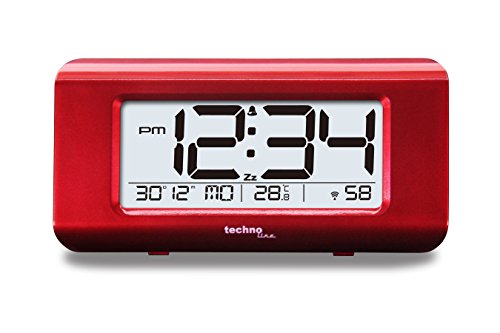 Technoline WT 197 - eleganter Funkwecker mit Temperaturanzeige, rot-metallic, 14,5 cm x 38,8 cm x 7,2 cm von Technoline