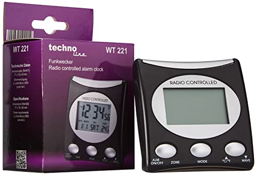 Der WT 221 ist ein klassischer Funkwecker mit Temperaturanzeige und digitaler Uhrzeitanzeige, schwarz - silber von Technoline