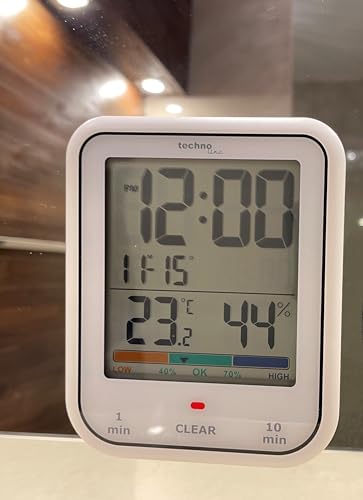 Technoline WT380 Digitale Badezimmeruhr mit Hygrometer und Thermometer | wasserdicht| Duschtimer | Countdownfunktion | großes LCD-Display | mit Datumsanzeige | weiß von Technoline