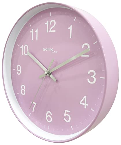 Technoline WT7530 analoge Wanduhr OHNE Ticken, Quarz, 25cm, rosa/weiß von Technoline