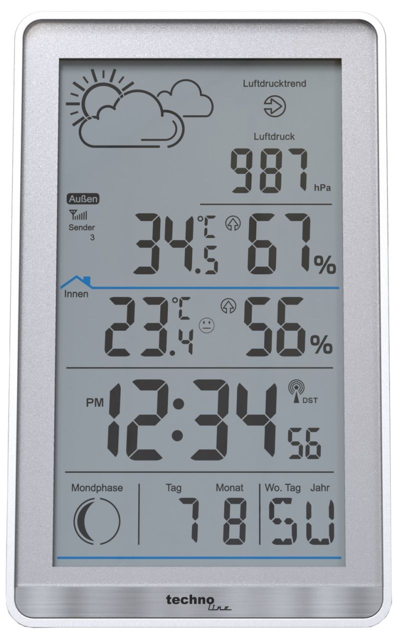 Technoline Wetterstation WS 9218 silber von Technoline