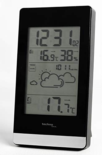 Technoline WS 9132 Büro Wetterstation, Bürothermometer, Vorhersage von Wettertendenz, Innen und Außentemperatur, Innenluftfeuchte, Klimaüberwachung am Arbeitsplatz, inklusive Sender TX205 von Technoline