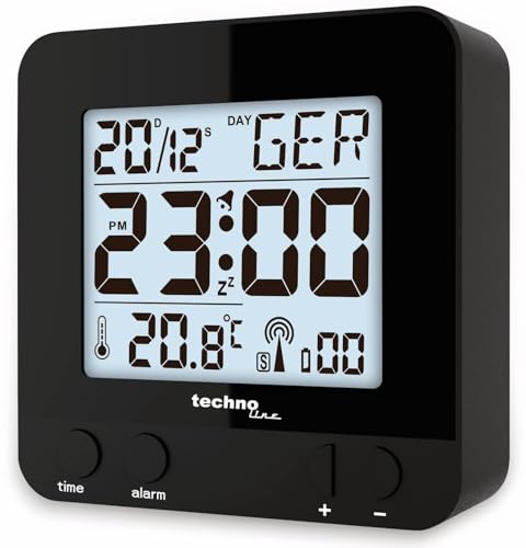 Technoline schwarz WT 235-Funkwecker mit Touchsensor, Plastik, 8 x 2.5 x 8 cm von Technoline