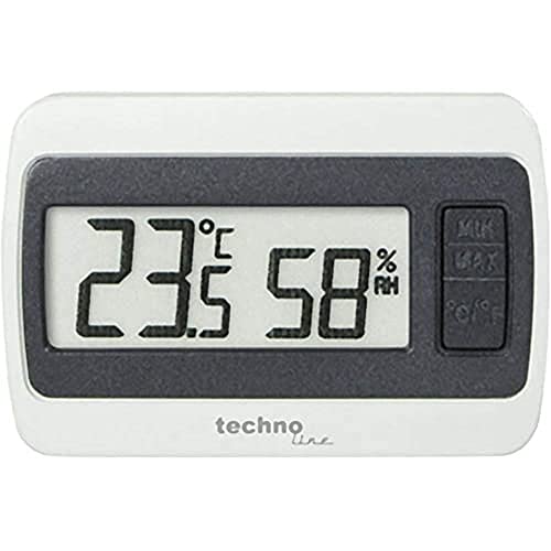 Technoline WS 7005 kleines Thermometer mit Min/Max Temperaturanzeige und Luftfeuchteanzeige, weiß-grau, 6 x 1,4 x 4 cm von Technoline