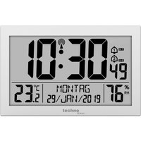 WS8016 Funk-Wand-Uhr mit Temperaturanzeige, Kuststoff, silber, 225 x 143 x 24 mm von Technoline