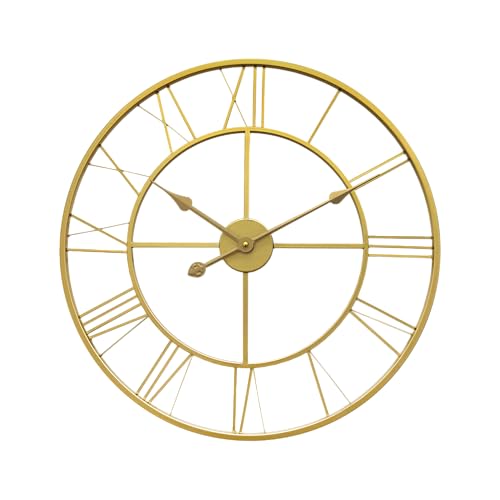 Technoline WT1618, 60 cm Wanduhr in Gold mit römischen Ziffern, filigran, dezent, Metall von Technoline