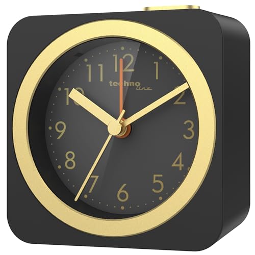 technoline Quarzwecker Modell C, analog, SCHL, Schwarz/Gold von Technoline