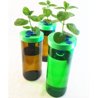 3x Weinflaschen Kappen Hexahydro Spacegarden Starterset - Hydroponic Netpot System Caps Lids 75mm Innendurchmesser Incl. 10L Dünger 3D-Druck von TechnologyBetween