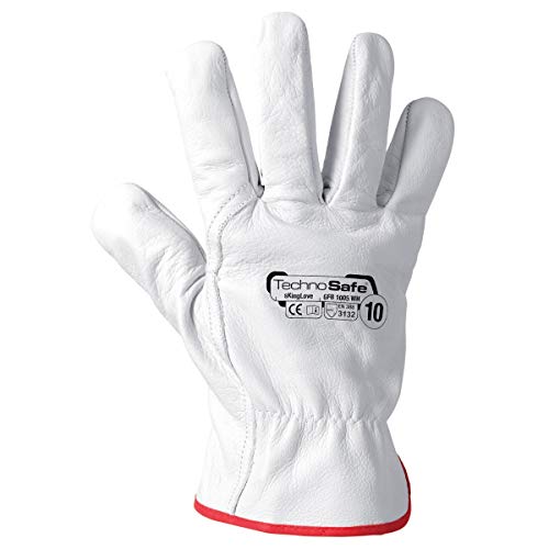 Technosafe gfb1005wh08 Handschuhe aus Leder Blume Rindsleder Top Quality, weiß, 8, Set von 2 Stück von Technosafe